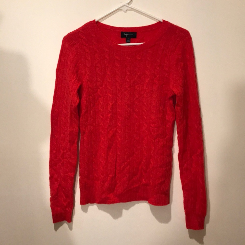Aqua Red 100% cashmere cable sweater top size S